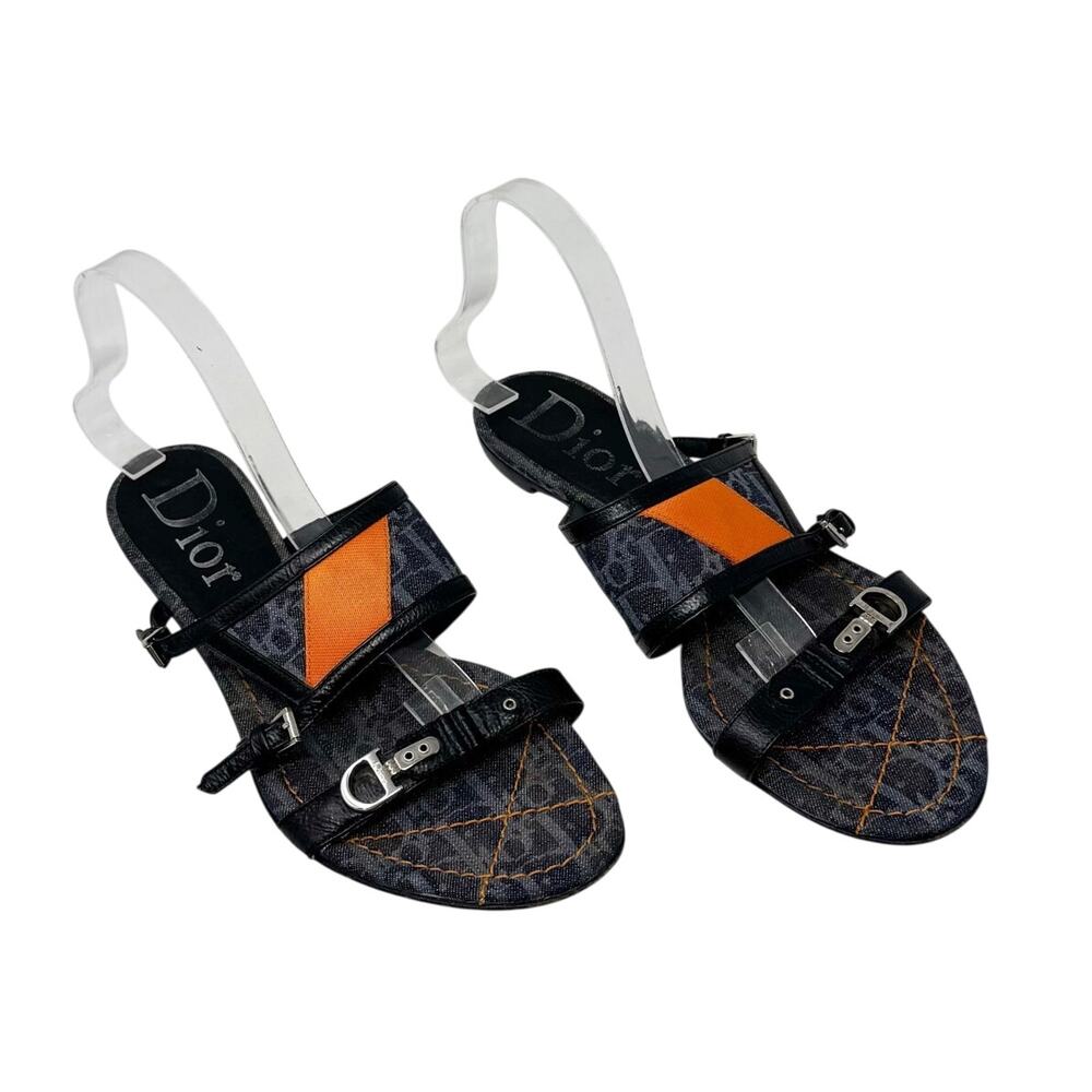Christian Dior Galliano Remove Before Flight Oblique Denim Sandal SS2006 EU 40.5